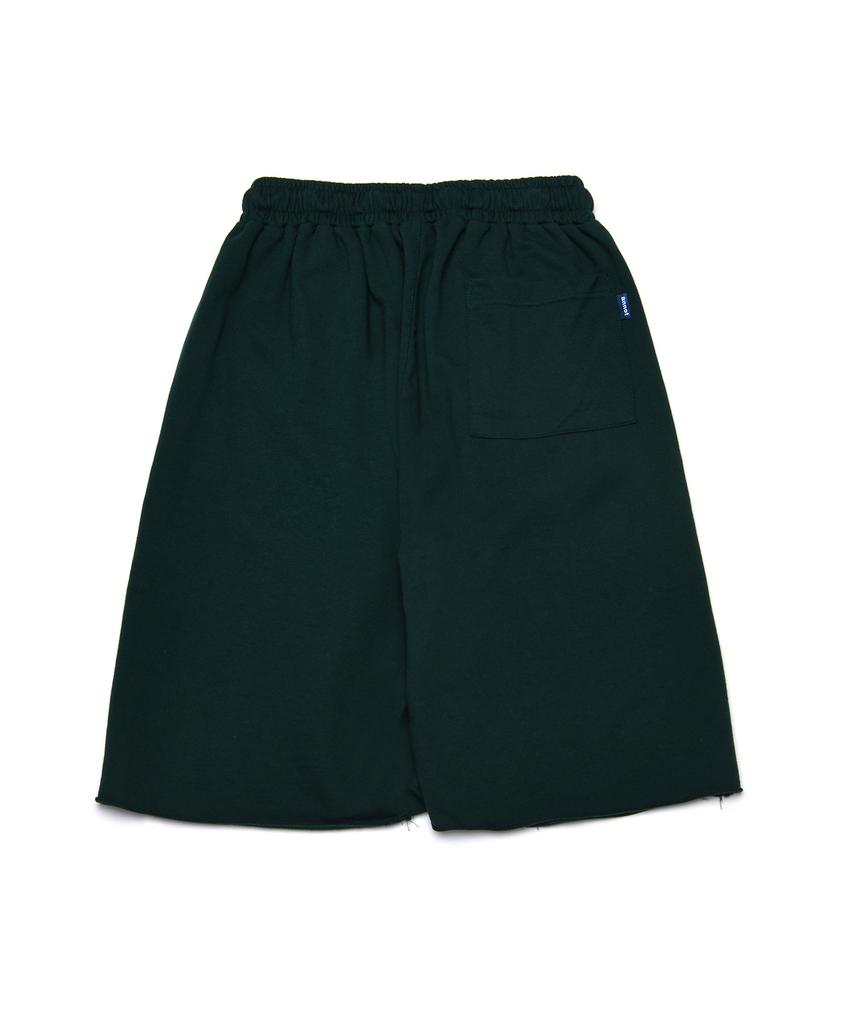 ANNOT Cutoff Wide Half Sweatpants Deep Green