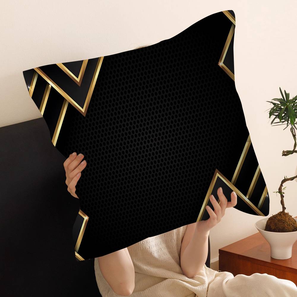 Schwarz Gold Kissenbezug Dekokissenbezug Kissenbezug Bedruckter Kissenbezug für Sofa