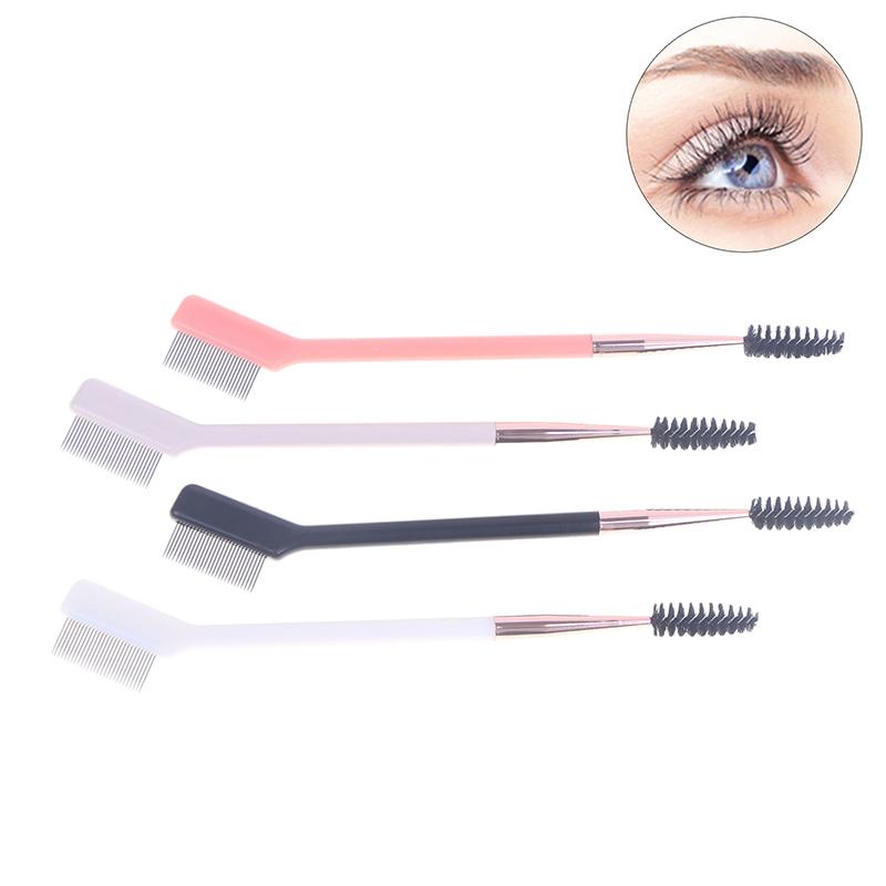 Perie cu Cap Dublu pentru Sprâncene Ac de Oțel Pieptene pentru Gene Conturare Sprâncene Ochi Eyeliner Pensule Machiaj Ochi Amestecare Pensule Cosmetice