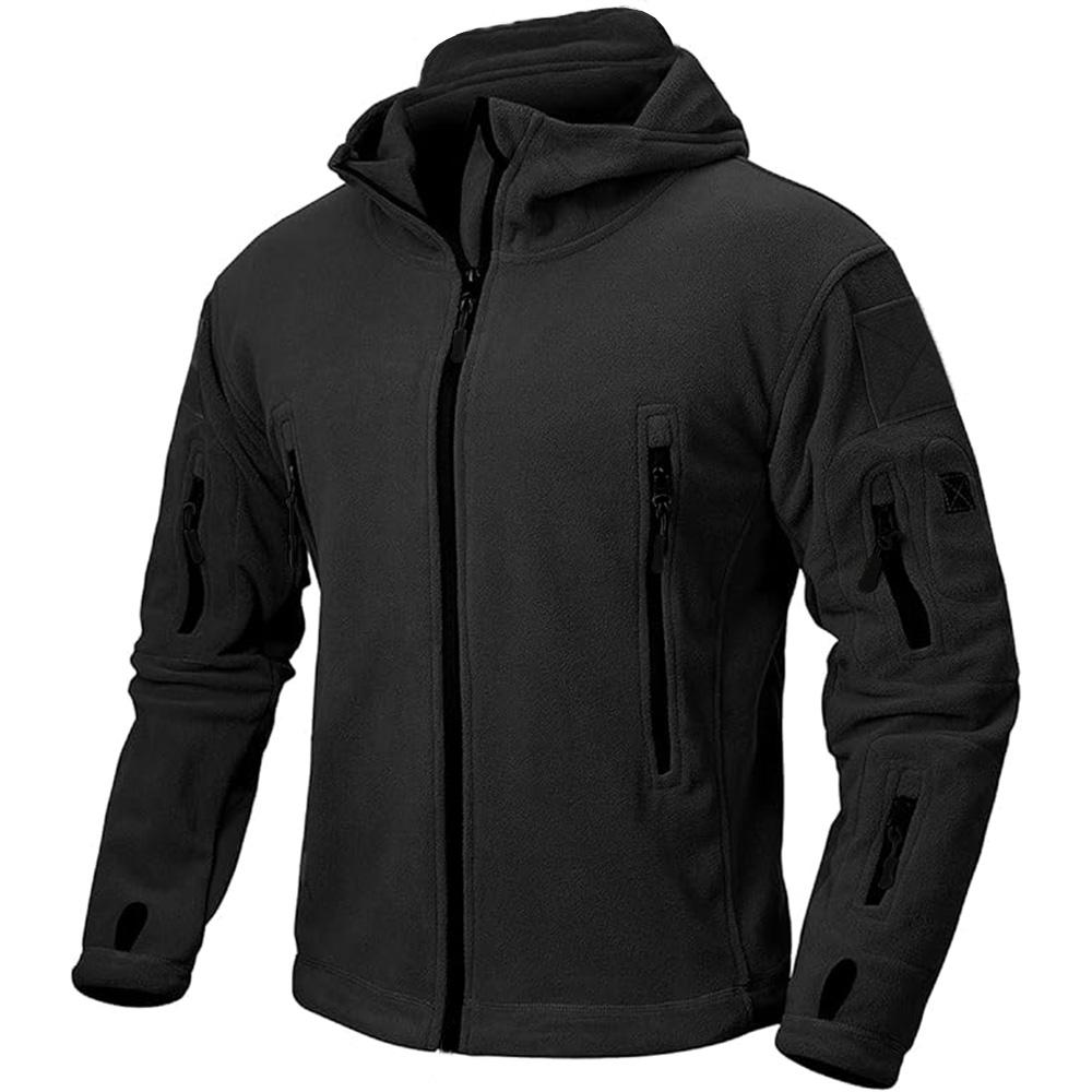 Mens Fleece Jacket Full Zip Tactical Hoodies Winter Coats Windproof Hoodies Warm Hunting Polar Fleece Outdoor Jackets Men
