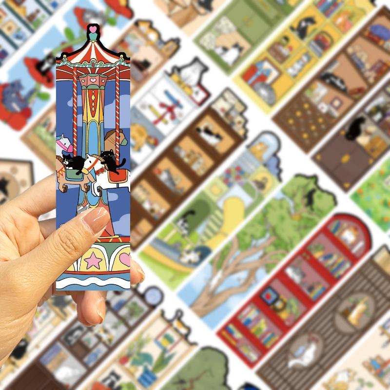 30pcs Cat Life Cardboard DIY Cartoon Retro Bookmarks Ins Creative Material Party Gift for Children Student Party Favors