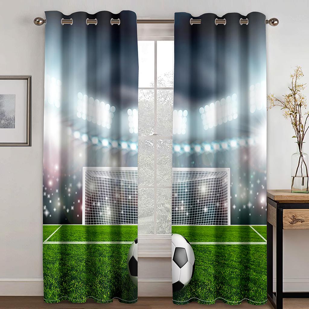 Football Soccer Field Sports Boy Free Delivery Drapes Great for Living Area Kids Bed Room Bathroom Kicthen Door Home Decoration