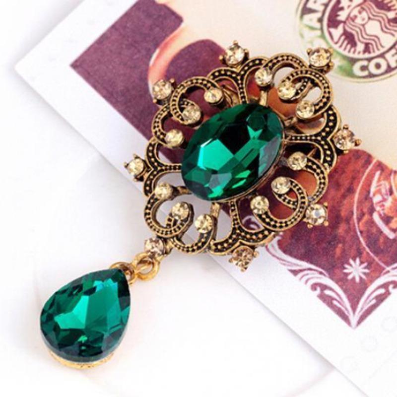 Luxuriöse Damen-Brosche mit Strass-Legierung, großer Wassertropfen-Anhänger, Party-Schmuck