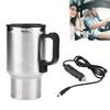 Tazza Elettrica Riscaldante per Auto 12V 24V, Tazza da Caffè da Viaggio in Acciaio Inossidabile con Manico, Scaldino Borraccia per Auto Camion Veicolo
