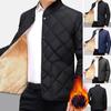 Men Winter Fall Coat Thick Plush Padded Stand Collar Neck Protection Warm Long Sleeve Pure Color Plus Size Soft Single-breasted Pockets Cardigan