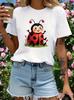 Unisexs Ladybug Shirt Red Polka Dot Graphic Tee Soft Casual Short Sleeve Top