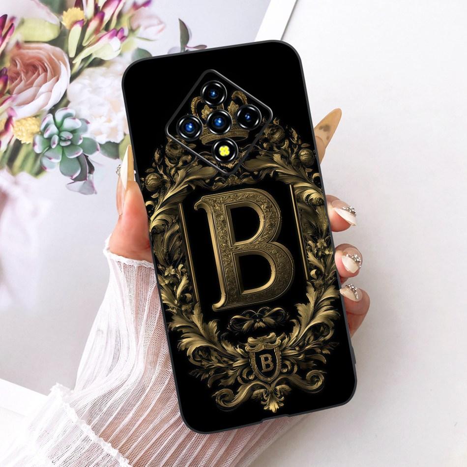 For Infinix Zero 8 8i X687 X687B Royal Crown Initial Letter Couple Phone Case For Infinix Zero8 Zero8i Black Silicon Soft Bumper