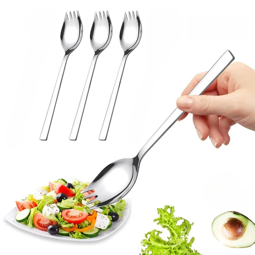 Stainless Steel Sporks Fork Spoon Camping Outdoor Tableware Salad Dessert Utensils Picnic Hiking Instant Noodle