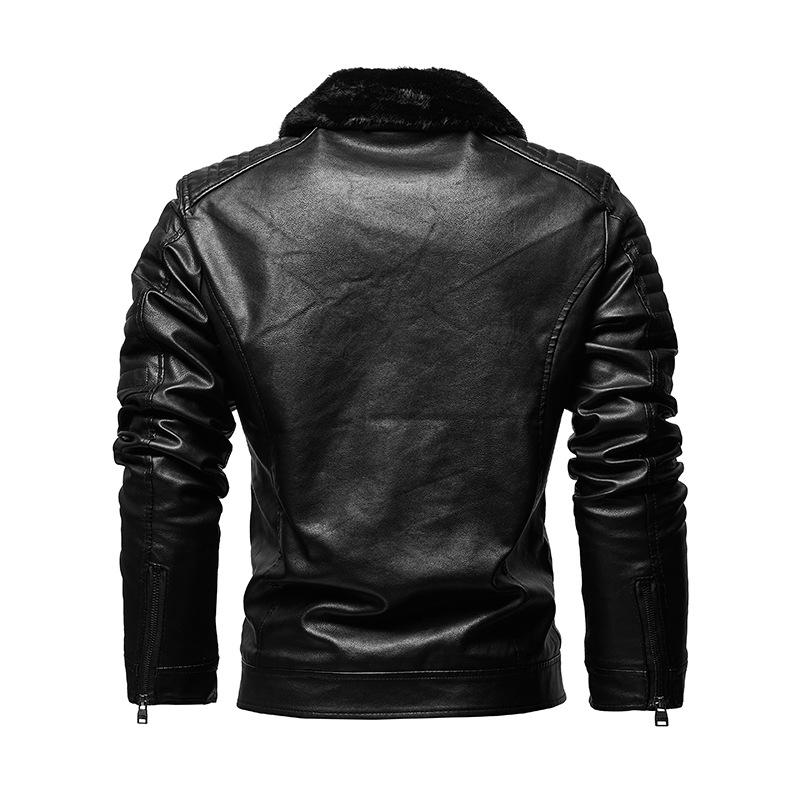 Men's Warm Vintage Faux Leather Jacket Windproof Motorcycle Bomber Jackets Slim Fit Winter Coat with Faux Fur Collar Biker Outwear Jackets for Men