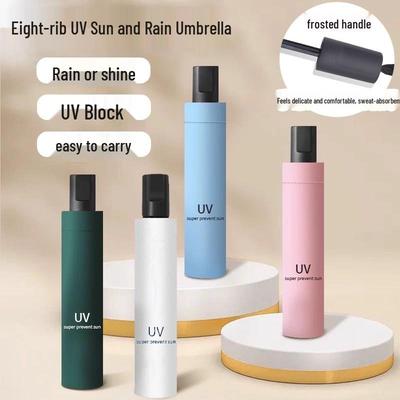 UV Umbrella: Sturdy 8-Rib, Manual Folding Dual-Use Sun & Windproof Parasol with Ultraviolet Protection.