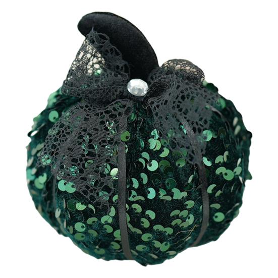 Sequined Pumpkin Centerpiece Halloween Pumpkin Decoration Glittery Pumpkin with Bow Ornament