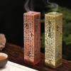 Incense Zen Retro Burner Vertical Buddha Heart Sutra Pillar Vintage Metal Incense Holder Home Office Decoration