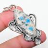 K2 Blue Azurite, White Topaz 925 Sterling Silver Jewelry Pendant 2.48" E1F37