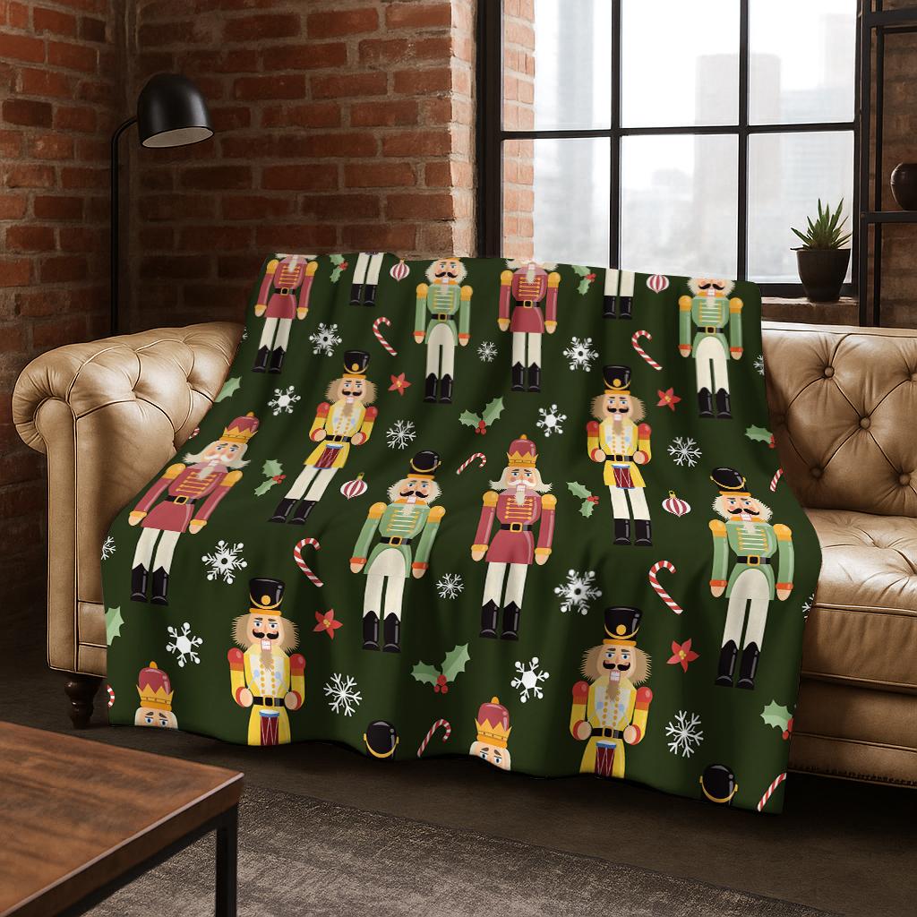2026 New Nutcracker Merry Christmas Tree Cartoon Puppet Gift Flannel Blanket,Soft Throw Blanket for Home Bedroom Bed Sofa Kids