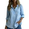 Losse Casual Vintage Knopen Bloemenborduursel Rucherand Lange Mouwen Shirt Blouse voor Dames Lichtgewicht Ademend Topje