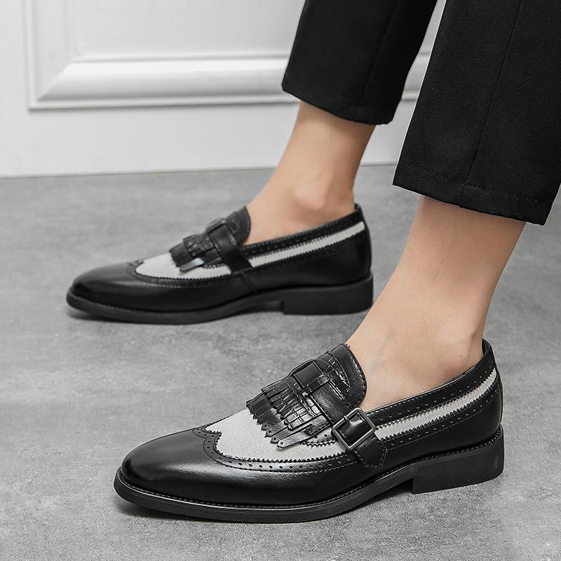 Markowe Loafersy Męskie Skórzane Buty z Frędzlami Wysokiej Jakości Designerskie Buty Męskie Buty Codzienne Wygodne Buty Wizytowe z Ostrym Noskiem