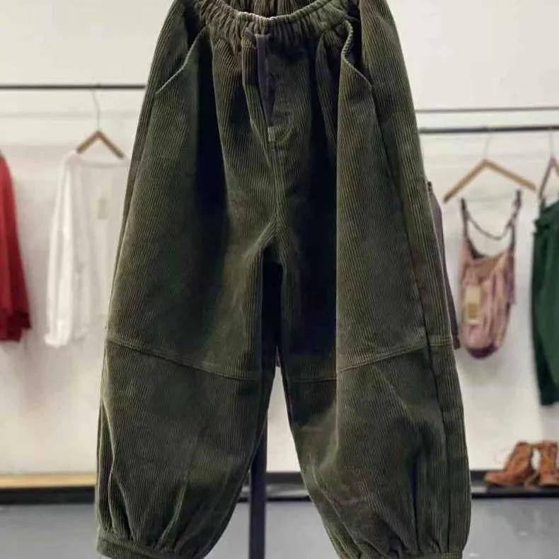 Spring Autumn Women's Corduroy Casual Pants Ultra Loose Oversized Lantern Pants