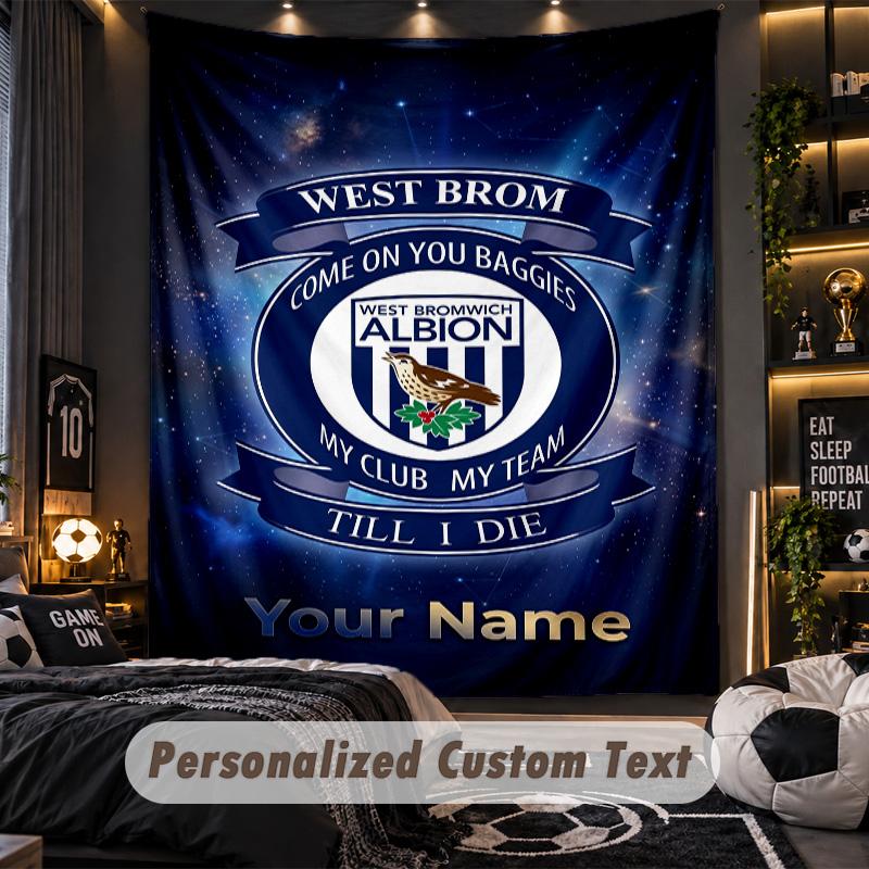 TapestryWest Bromwich Albion FC Custom Name Text Personalized Wall Hanging Tapestry Home Wall Decor