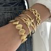 Vintage Punk Hvězdice Nerezová Ocel Široký Manžetový Náramek pro Ženy Pozlacený Mušle Geometrický Náramek Estetický Šperk Dárek