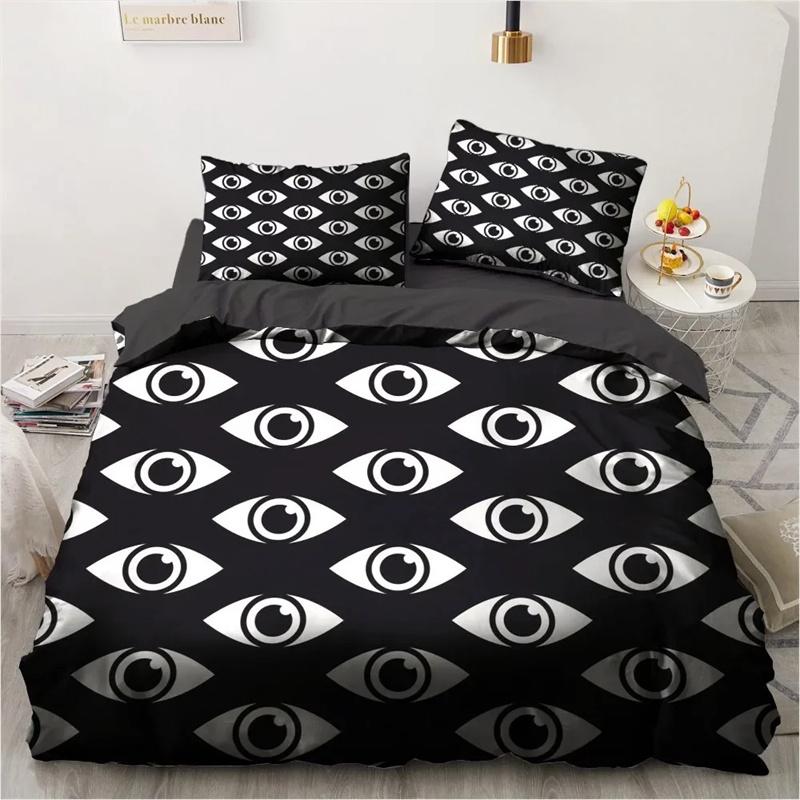 3D Geprint Blauw Boze Oog Beddengoed Set voor Meisjes Dekbedovertrek Dekbed Volledig Bed Benodigdheden Zacht Comfortabel