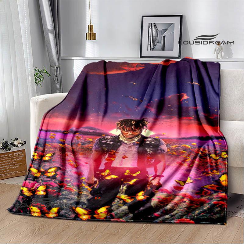 3D Rapper Juice Wrld 999 Retro Printed Blankets Flannel Warm Blanket Soft Cozy Blanket Travel Blankets Bed Linings Birthday Gift