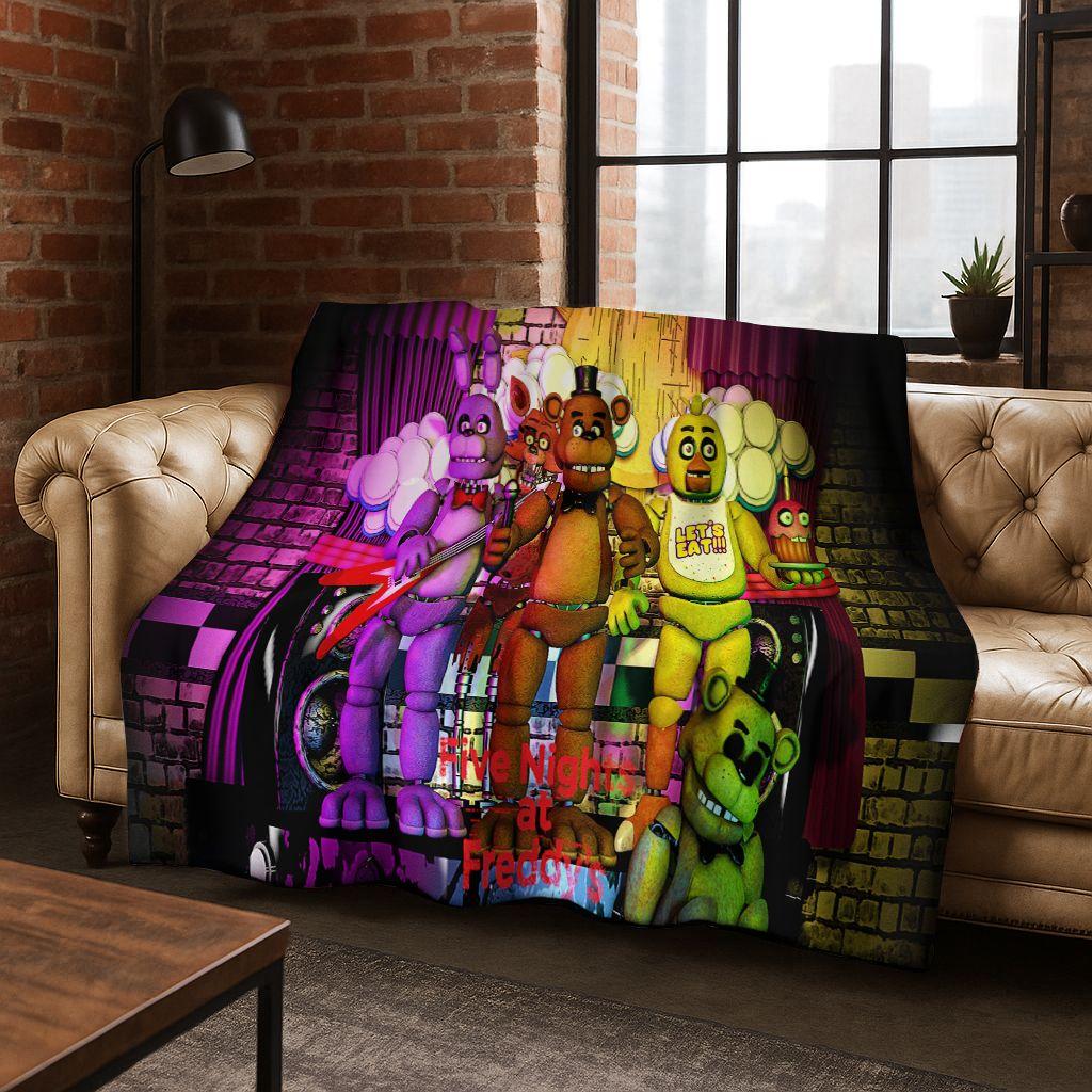 Couverture en flanelle 3D F-FNAF Jeu Dessin animé Douce Chaude Plaid pour Lit Chambre Salon Voyage Camping Pique-nique Cadeau