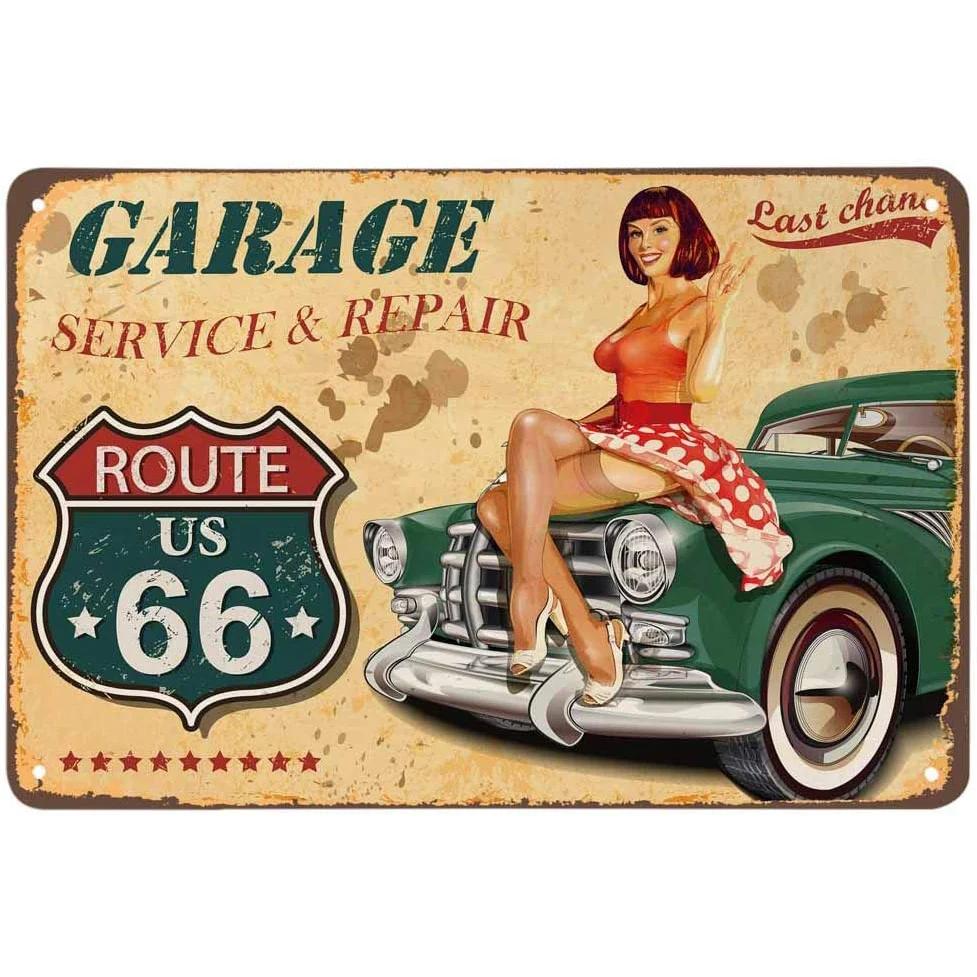 Metal Tin Signs Pinup Spark Plugs Wall Decoration Plaque Vintage Art Poster Iron Painting for Man Cave Home Cafe Garage Club Bar