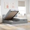 Maison Exclusive - Ottoman Bed Frame and Light Grey Mattress 200x200cm Fabric