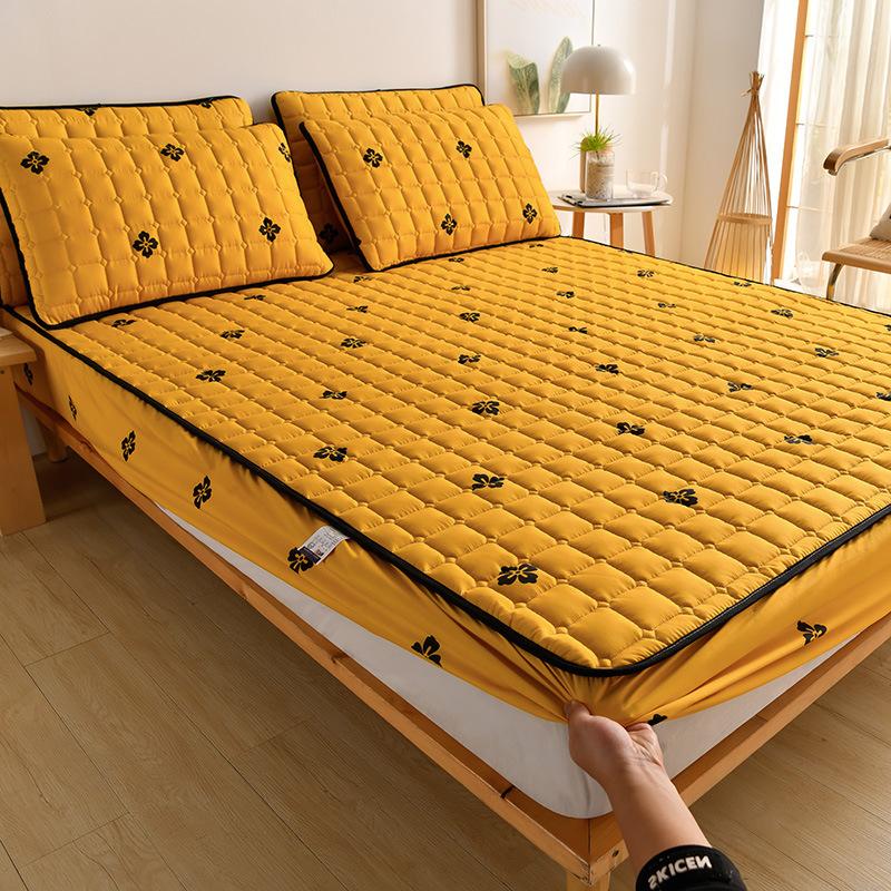 Nou sosire Husă de saltea matlasată, anti-acarieni, șlefuit moale, cu două paturi queen-size, husă de pat matlasată all-inclusive, care nu este inclusă față de pernă