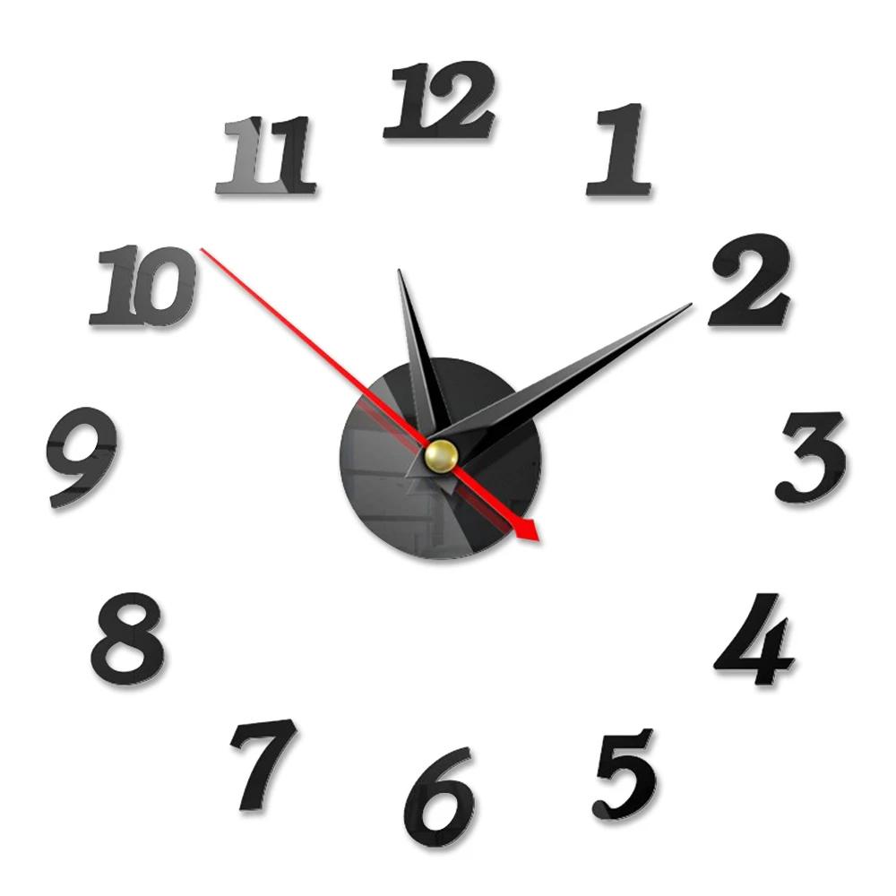 3D Wall Clock Acrylic Frameless Digital Clock Mirror Wall Sticker For DIY Living Room Bedroom Office Decorations Hanging Watch