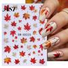 Seasonal Fall Nail Art Autumn Maple Leaf Stickers, Self-Adhesive Leaves Decals, DIY Manicure Accessories Women Embossed Stickers for Home and