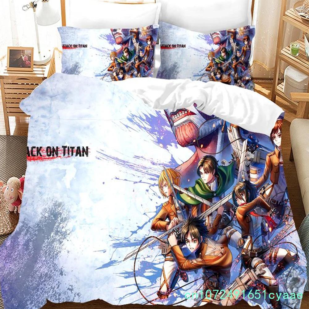 3D Geprint Attack On Titan AOT Beddengoedset Anime Levi Dekbedovertrek Dubbel Twin Vol Queen King Volwassenen Kinderen Beddengoed Dekbedovertrek
