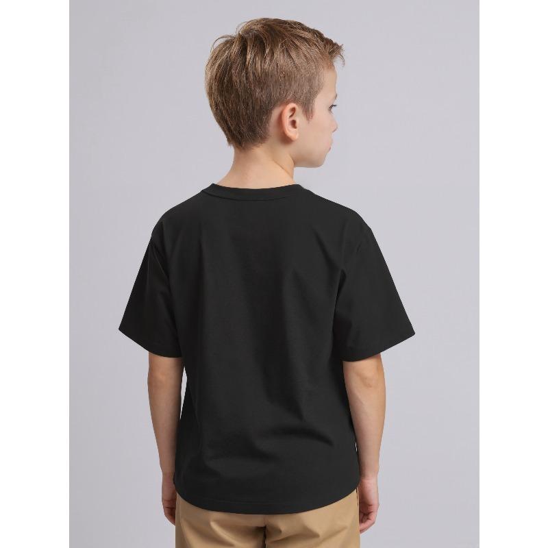 European Sizes Boys' Happy Face Pattern T-Shirt | White with Yellow Print, Soft Stretch Fabric, Crew Neck, Short Sleeves, Casual Summer Top