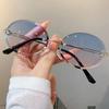 Trendy Vintage Cat's Eye Metallic Frame Rimless Goggles Retro Women Gradient Multicolor Women For Outdoor Use Travel Sun Eyeglasses