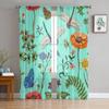 Watercolor Flowers Dragonfly Art Tulle Curtains for Living Room Bedroom Decor Transparent Chiffon Sheer Voile Window Curtain