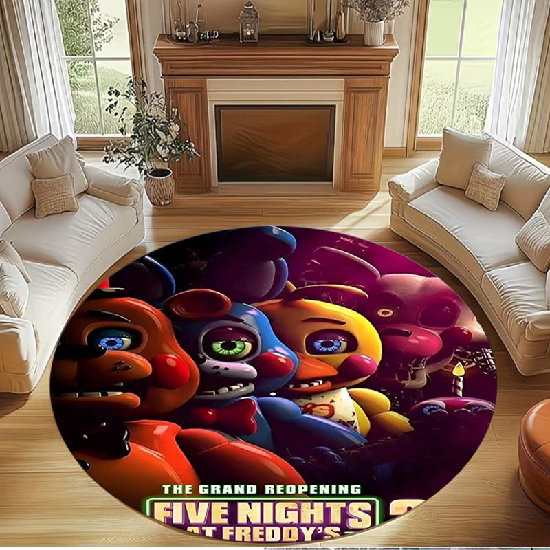 Five Nights at Freddy's Druck Runder Teppich, Waschbarer Bodenläufer, Für Eingangsbereich Wohnheim Waschküche Büro Arbeitszimmer, Heimdekoration Geburtstag Weihnachtsgeschenk