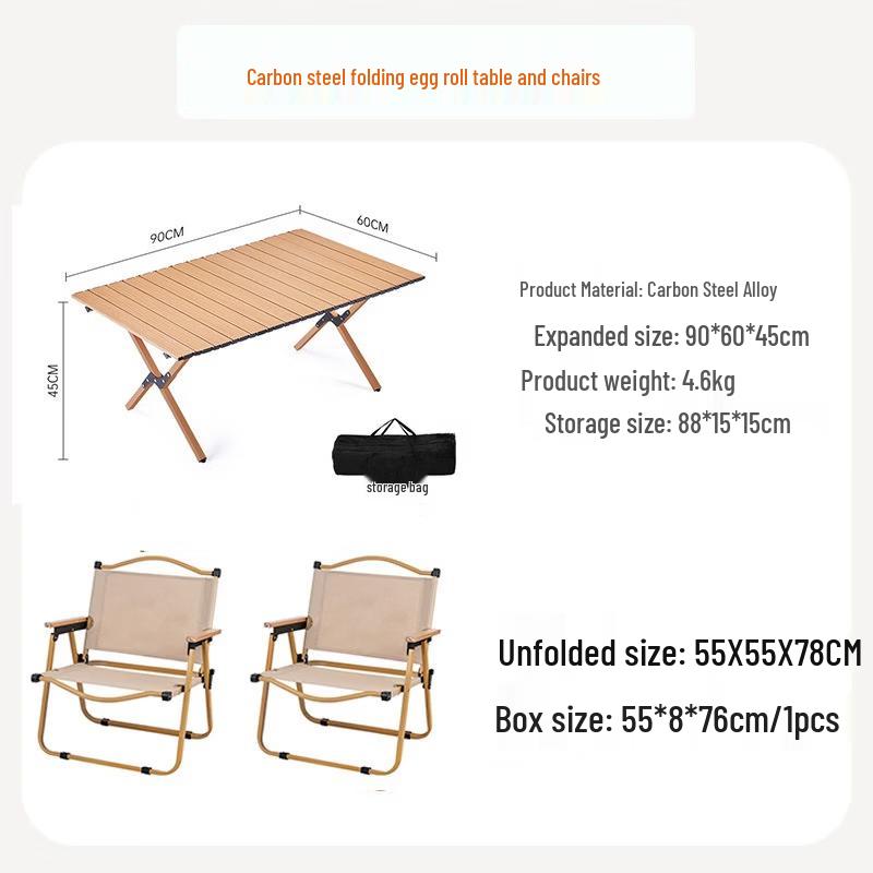 Tan Outdoor Folding Camping Table & Chair Set