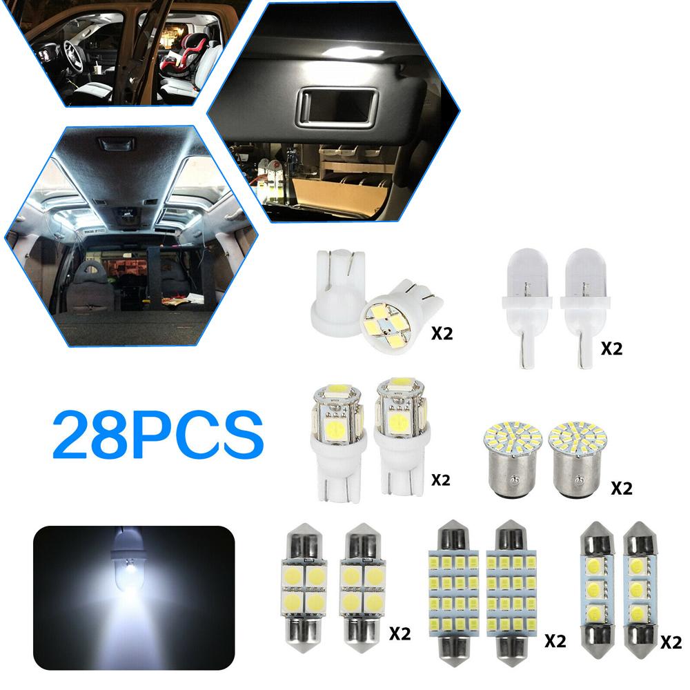 28x Car Interior LED Lights for Dome Licenses Plate Lamp Auto Accessories Kit Car Decoration Lights LED Light Tuning Durable