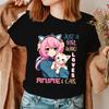 New Hot Just A Girl Who Loves Anime Cats Printed T-Shirts Women Unisex Casual Loose Round Neck Creative Personalized T-Shirt