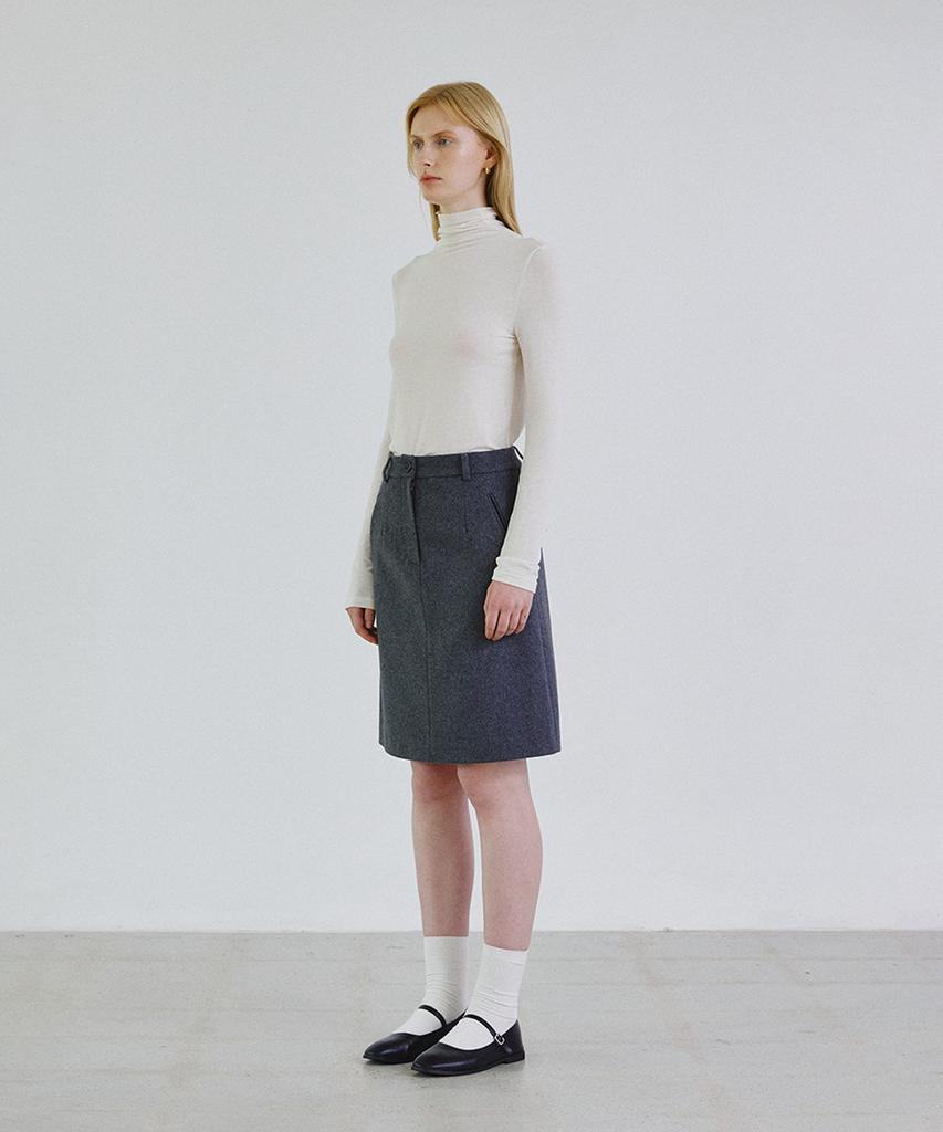 Step Around Wool Blended Mid Skirt (Gray)