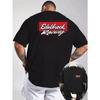 Men's Edelbrock Racing Graphic T-Shirt - Light Gray Front and Back Printed Sweatshirt, Suitable for Racing Fans' Casual Summer Wear