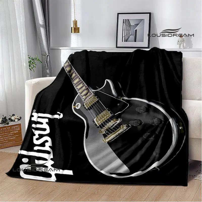 Gibson gitaar logo bedrukte deken Flens verwarmingsdeken picknickdeken Huis Reisdeken bedbekleding Verjaardagscadeau