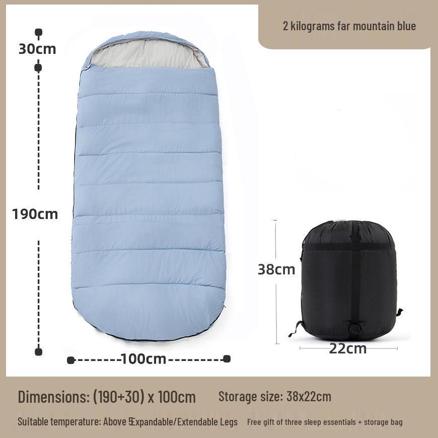 Thickened 1-meter Wide Sleeping Bag for Adults - 4-Season Camping, Winter Cold Protection, Portable and Warm