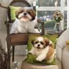 Lovely Shih Tzu Pillow Case Plush Pillow Cases Home Decoration Pillow Cover For Sofa Bed Chair Living Room