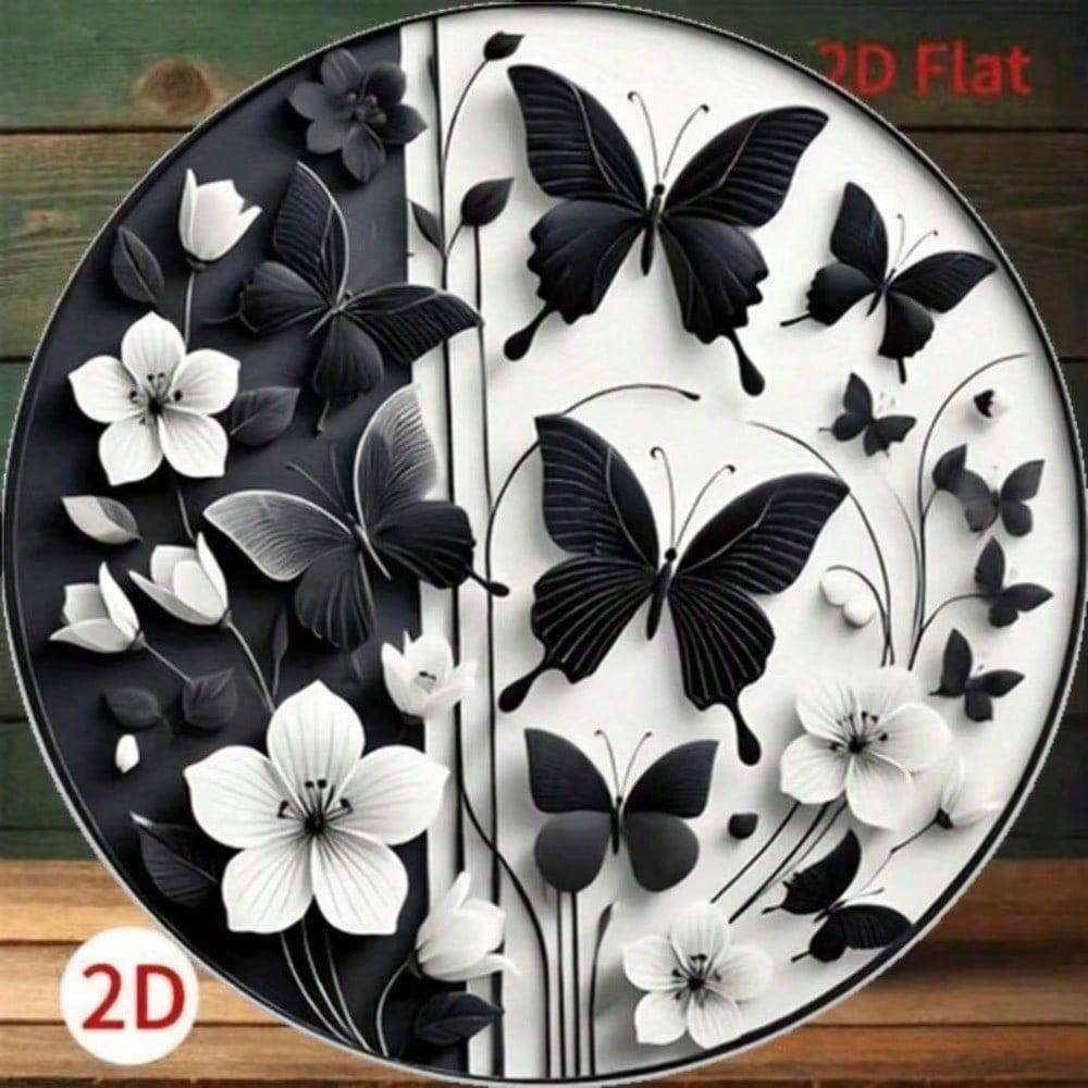 3D Schmetterling & Blumige Metall Wandkunst Aufkleber, Selbstklebende Wohnkultur Abnehmbare Peel & Stick Kunst für Zimmer