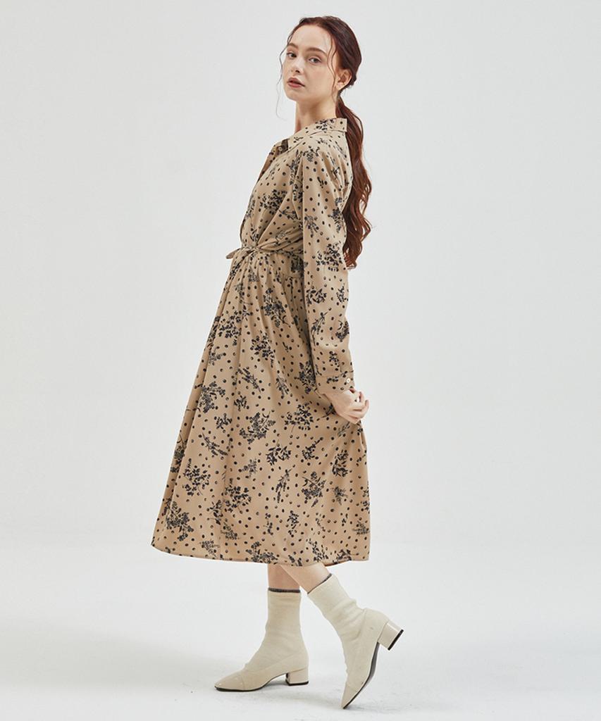 Manavis Seven Diane Half Shirt Dress Beige