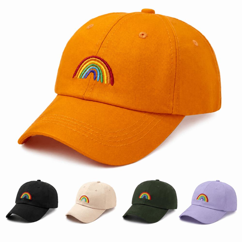Curved Brim Rainbow Embroidery Baseball Cap Adjustable Sun Hat Vintage Dad Hat Outdoor Travel