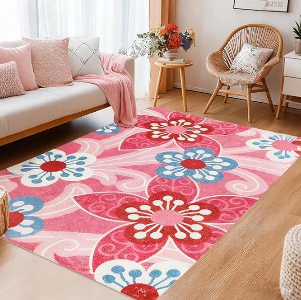 Rainbow Rug Machine Washable Area Rug for Girls Bedroom Nonslip Kids Rug for Children Soft Fluffy Home Decor for Nursery Rugs