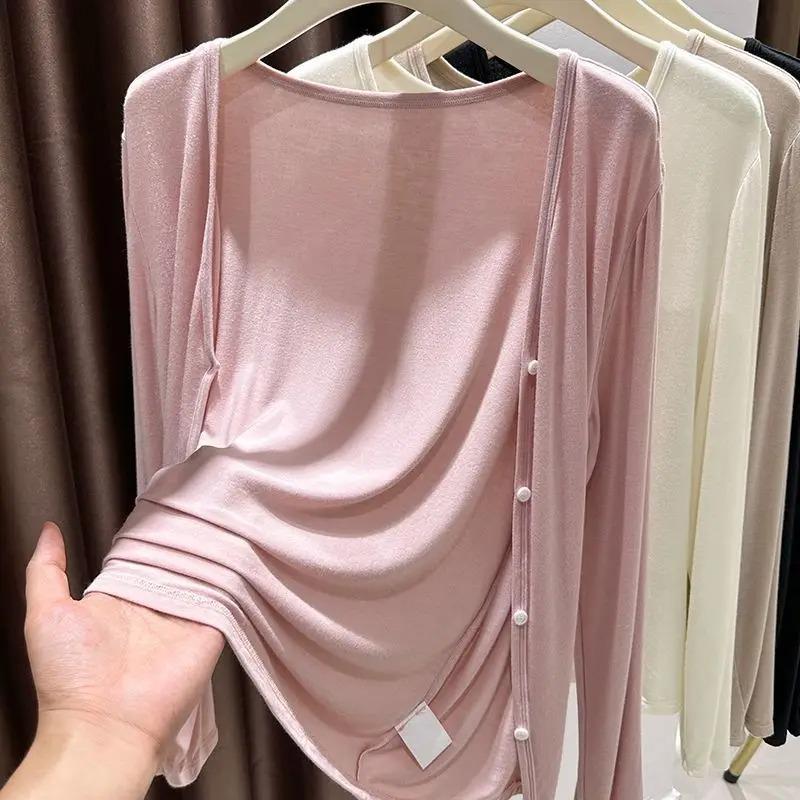 Women's Summer Shawl Sun Protection Clothes Spring Autumn Matching Camisoles V Neck Cardigans Thin Jackets