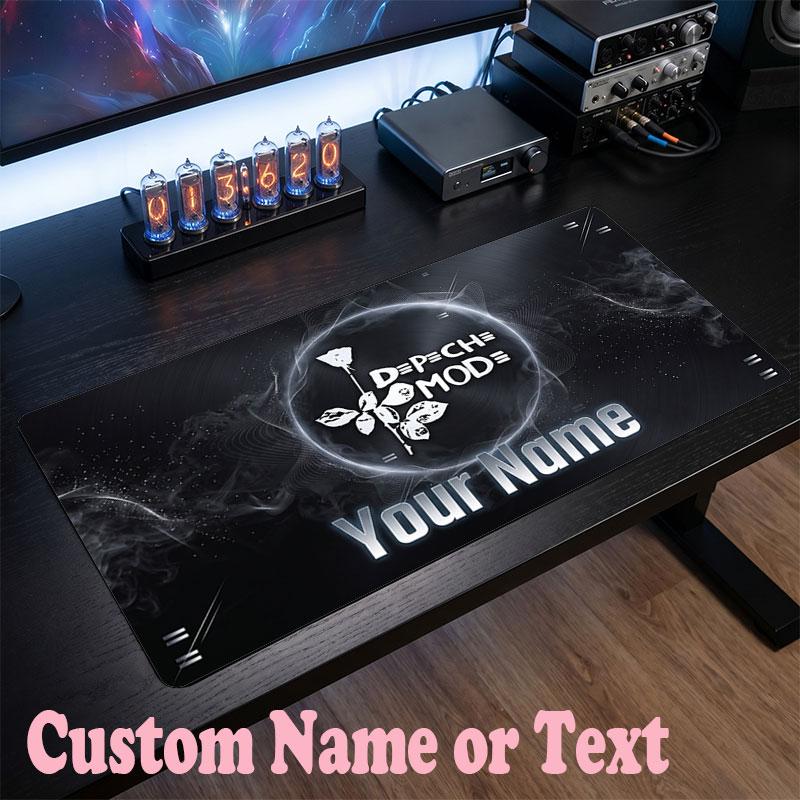 Depeche Mode Personalisierte Namens-Text-Mausmatte, Große Schreibtisch-Mausmatte, Personalisierte Home-Office-Geschenkidee